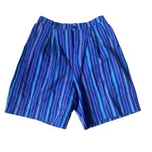 Vintage Striped Funky Shorts High Waisted 90s Retro Pleated Summer OOAK Small